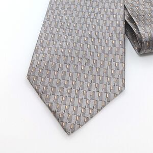 Alexander Lloyd Silk Tie Mens XL 63.5” Gray Yellow Geometric Designer Wide NWT